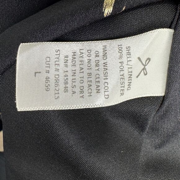 Everly Spaghetti Dress Black and Gold Size Large Racerback Knee Length Flare - Picture 16 of 16